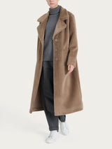 Cappotto lungo con revers double-face in Vegan Shearling Marroni Donna - Ragno