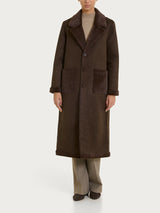 Fuzzy Coat Cappotto lungo con revers double-face Marroni Donna - Ragno