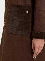 Fuzzy Coat Cappotto lungo con revers double-face Marroni Donna - Ragno