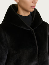 Fuzzy Coat Giacca con cappuccio double-face Neri Donna - Ragno