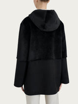 Giacca con cappuccio double-face in Vegan Shearling Neri Donna - Ragno