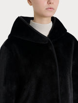 Giacca con cappuccio double-face in Vegan Shearling Neri Donna - Ragno