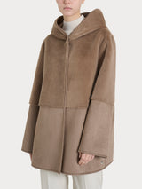 Giacca con cappuccio double-face in Vegan Shearling Marroni Donna - Ragno