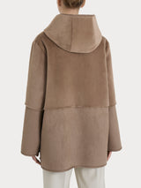 Giacca con cappuccio double-face in Vegan Shearling Marroni Donna - Ragno