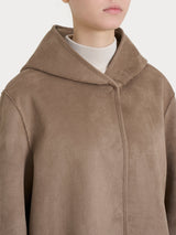 Giacca con cappuccio double-face in Vegan Shearling Marroni Donna - Ragno