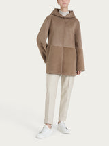 Giacca con cappuccio double-face in Vegan Shearling Marroni Donna - Ragno