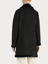 Cappotto corto con revers double-face in Vegan Shearling Neri Donna - Ragno