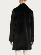 Cappotto corto con revers double-face in Vegan Shearling Neri Donna - Ragno