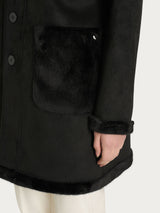 Cappotto corto con revers double-face in Vegan Shearling Neri Donna - Ragno