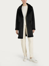 Cappotto corto con revers double-face in Vegan Shearling Neri Donna - Ragno
