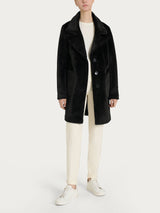 Cappotto corto con revers double-face in Vegan Shearling Neri Donna - Ragno