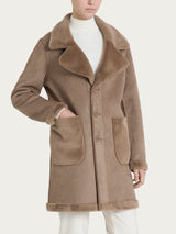 Cappotto corto con revers double-face in Vegan Shearling Marroni Donna - Ragno