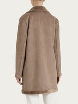Cappotto corto con revers double-face in Vegan Shearling Marroni Donna - Ragno