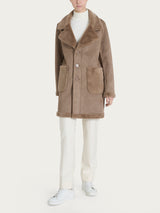 Cappotto corto con revers double-face in Vegan Shearling Marroni Donna - Ragno