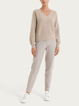 Maglia Punto Links con scollo a V in misto Lana e Angora Grigi Donna - Ragno