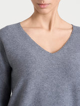 Maglia Punto Links con scollo a V in misto Lana e Angora Neri Donna - Ragno