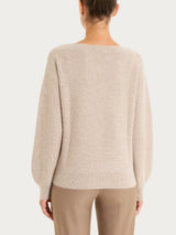 Maglia Punto Links con scollo a barchetta in misto Lana e Angora Grigi Donna - Ragno
