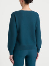 Women's Blue Point Links Sweater with Boat Neckline in a Wool and Angora Blend - Ragno