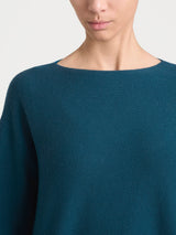 Women's Blue Point Links Sweater with Boat Neckline in a Wool and Angora Blend - Ragno