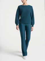 Women's Blue Point Links Sweater with Boat Neckline in a Wool and Angora Blend - Ragno