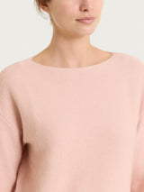 Women's Pink "Punto Links" Sweater with Boat Neckline in a Wool and Angora Blend - Ragno