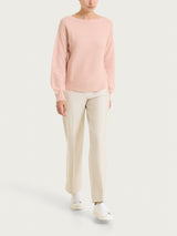 Women's Pink "Punto Links" Sweater with Boat Neckline in a Wool and Angora Blend - Ragno