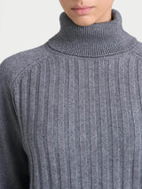 Dolcevita con coste in misto Lana e Angora Neri Donna - Ragno