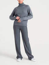 Dolcevita con coste in misto Lana e Angora Neri Donna - Ragno