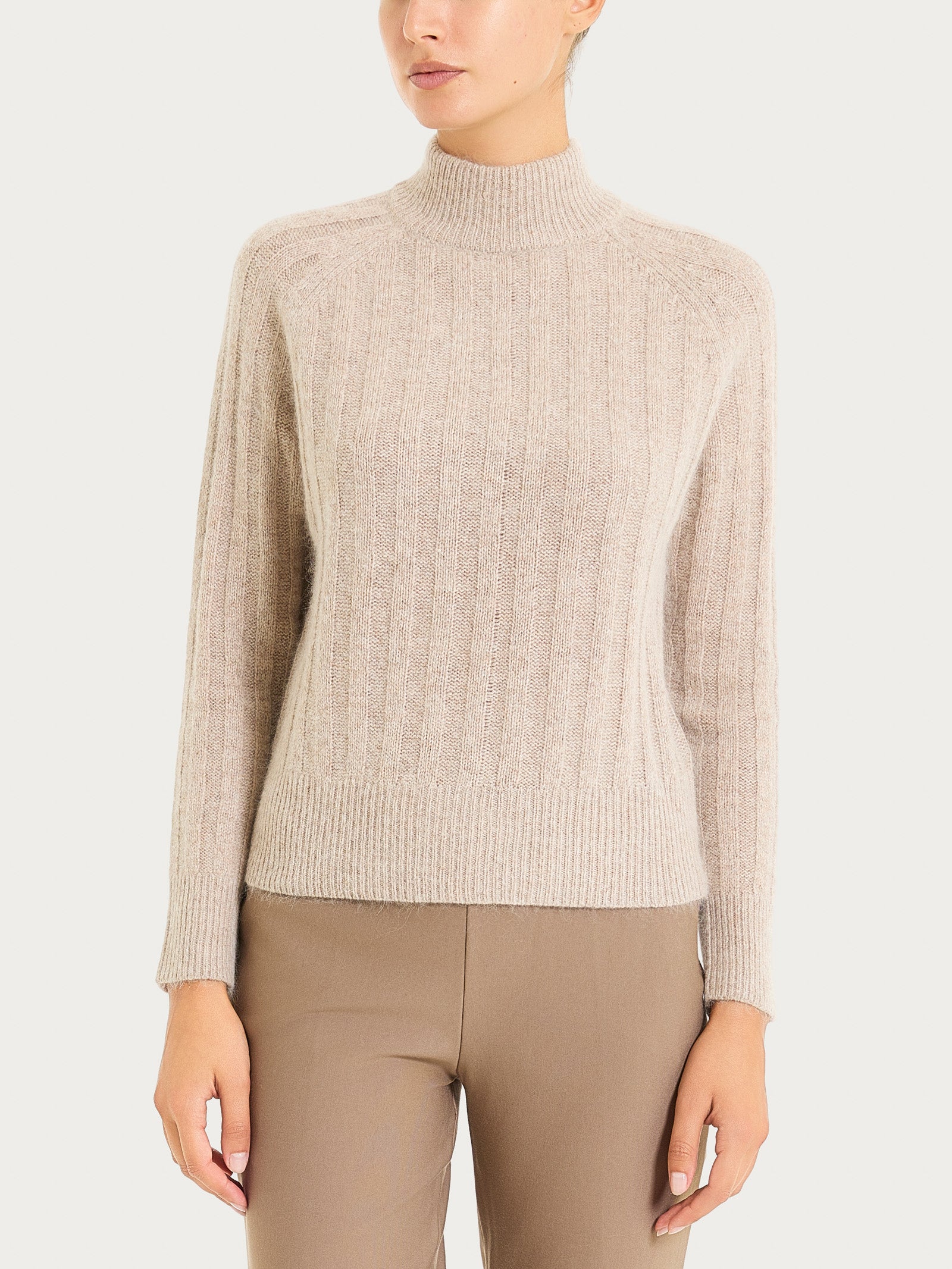 Lupetto con coste in Natural Soft  Grigi Donna - Ragno