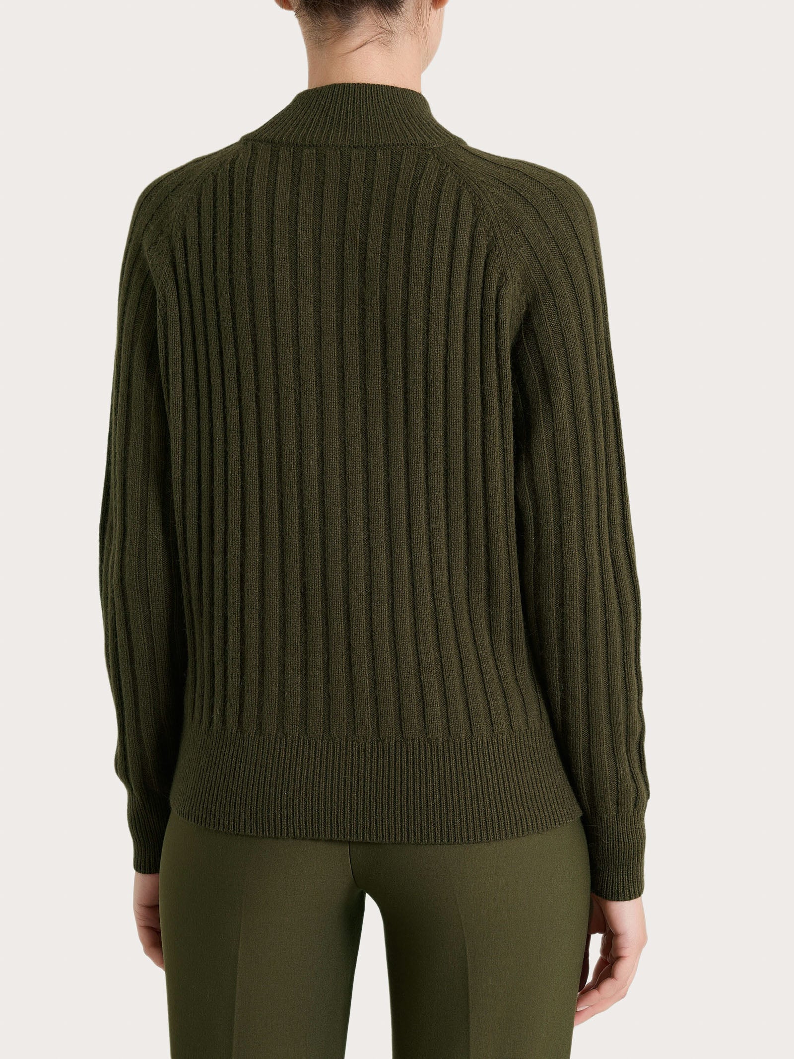 Lupetto con coste in Natural Soft  Verdi Donna - Ragno