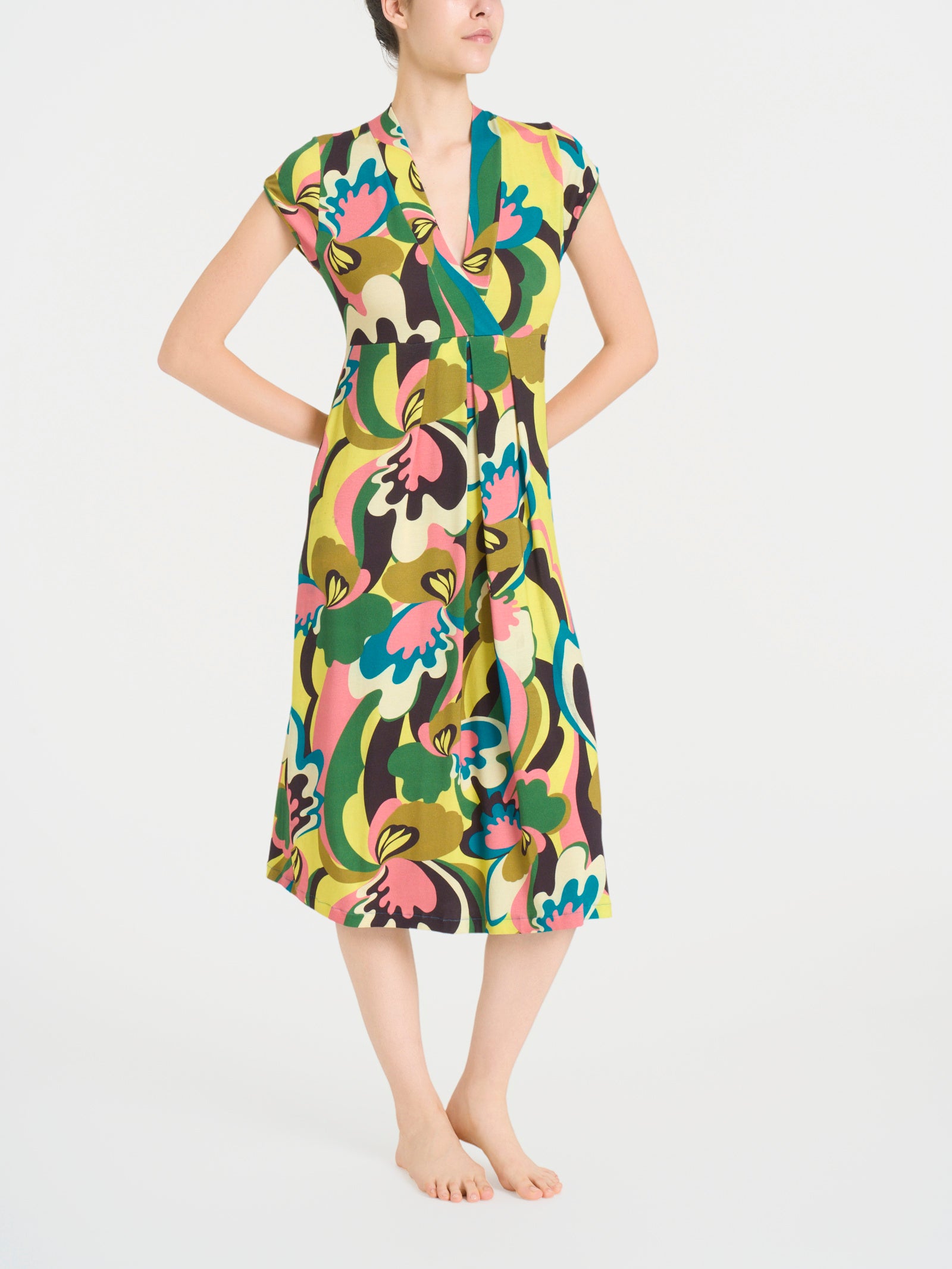 Abito lungo con incrocio in Viscosa Summer Crystal Teal