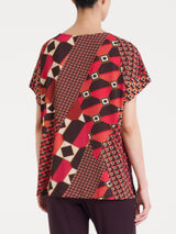 Maglietta girocollo con geometric pattern in Viscosa Summer Marroni Donna - Ragno