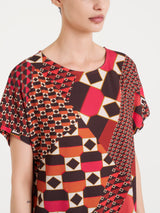 Maglietta girocollo con geometric pattern in Viscosa Summer Marroni Donna - Ragno