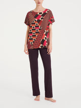 Maglietta girocollo con geometric pattern in Viscosa Summer Marroni Donna - Ragno