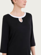 Abito con scollo a goccia in Viscosa Summer Neri Donna - Ragno