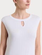Women's Summer Bianco Viscosa Drop Neck Top - Ragno