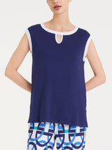 Top con scollo a goccia in Viscosa Summer Blu Donna - Ragno