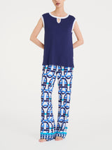 Top con scollo a goccia in Viscosa Summer Blu Donna - Ragno