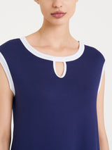 Top con scollo a goccia in Viscosa Summer Blu Donna - Ragno