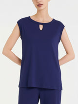 Top con scollo a goccia in Viscosa Summer Blu Donna - Ragno