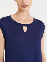 Top con scollo a goccia in Viscosa Summer Blu Donna - Ragno