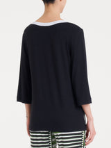 Maglietta con scollo a goccia in Viscosa Summer Neri Donna - Ragno