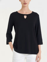 Maglietta con scollo a goccia in Viscosa Summer Neri Donna - Ragno