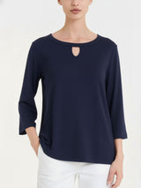 Viscosa Summer Drop Neck T-Shirt Blau Damen - Ragno