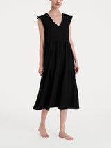 Abito lungo con manichine in Jersey di Cotone Neri Donna - Ragno