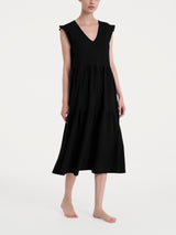 Abito lungo con manichine in Jersey di Cotone Neri Donna - Ragno