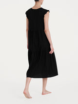 Abito lungo con manichine in Jersey di Cotone Neri Donna - Ragno