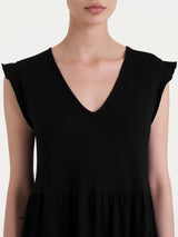 Abito lungo con manichine in Jersey di Cotone Neri Donna - Ragno