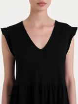 Abito lungo con manichine in Jersey di Cotone Neri Donna - Ragno