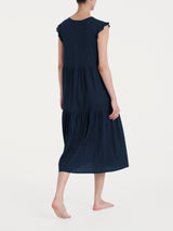 Abito lungo con manichine in Jersey di Cotone Blu Donna - Ragno